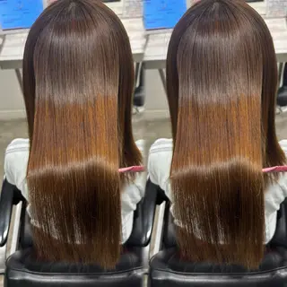 セミロング 髪質改善ストレート /暖色カラー🎀🪞のヘアスタイル