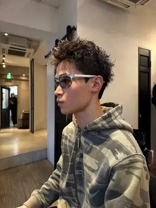 ショート パーマ メンズ heavenly by HAVANA新宿所属・メンズショート/ピン パーマ/新宿/フウガのヘアスタイル