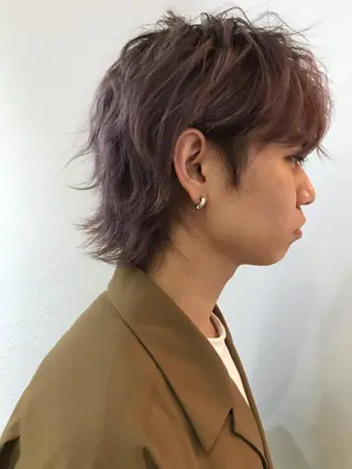 ショート カラー メンズ 森貴裕/ベージュ/ パーマ/オリーブのヘアスタイル