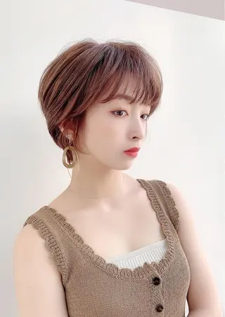 ショート カラー パーマ ヘアアレンジ 【公式】amble luxe池袋東口🩷のヘアスタイル