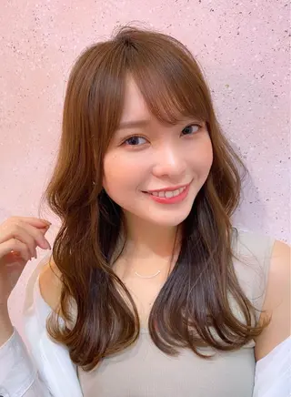 セミロング カラー 新宿/韓国風レイヤー 髪質改善/渋谷直樹のヘアスタイル