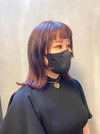 ミディアム カラー パーマ ヘアアレンジ ハル🌸柔色/ ブリーチなし/艶髪のヘアスタイル