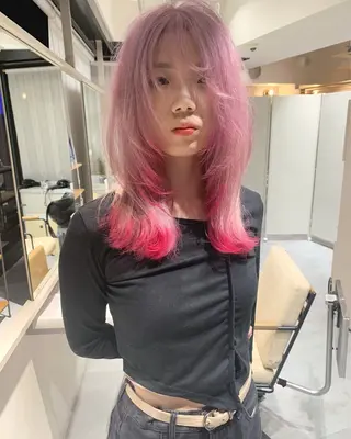 セミロング カラー kanta 梅田 韓国ハイトーンのヘアスタイル