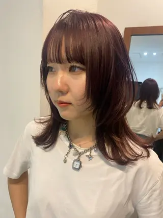 ミディアム ササキ モモカのヘアスタイル