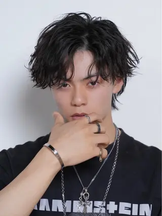 ミディアム パーマ メンズ シースルーマッシュ/ メンズ/KYOHEIのヘアスタイル