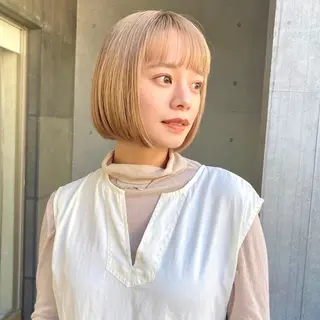 ミディアム カラー 暖色/艶髪/ボブ/ ショート/Ayaのヘアスタイル