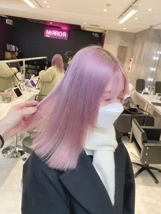 ロング カラー パーマ ヘアアレンジ メンズ キッズ ネイル マツエク・マツパ アイブロウ ハイトーン/ピンク 💗モモ໒꒱のヘアスタイル