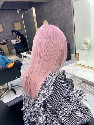 ロング カラー パーマ ヘアアレンジ メンズ キッズ ネイル マツエク・マツパ アイブロウ ハイトーン/ピンク 💗モモ໒꒱のヘアスタイル