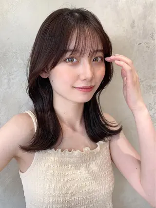 セミロング カラー 顔周り/くびれヘア 韓国ヘア💕風間るなのヘアスタイル