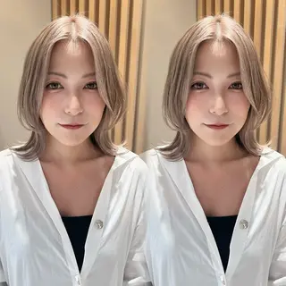 ミディアム カラー レイヤー/韓国 ハイトーン興津史弥のヘアスタイル