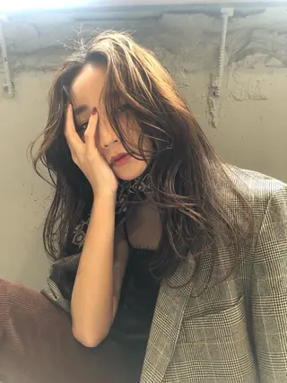 ロング カラー パーマ ヘアアレンジ 🌈デザインヘア職人 Kaede🌈のヘアスタイル