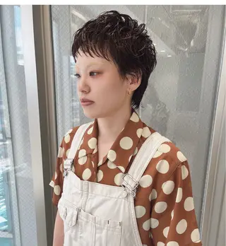 ショート パーマ 暖色系/レイヤー/ 縮毛矯正/貞金瑞波のヘアスタイル