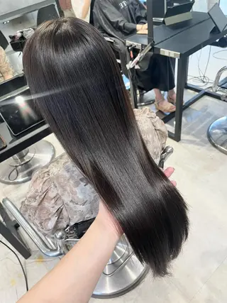 ロング カラー パーマ ヘアアレンジ 透明感/オリーブ/ グレージュ/YUKAのヘアスタイル