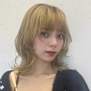 ミディアム ハイトーン/ボブ/ ハイライト🤍涼介のヘアスタイル