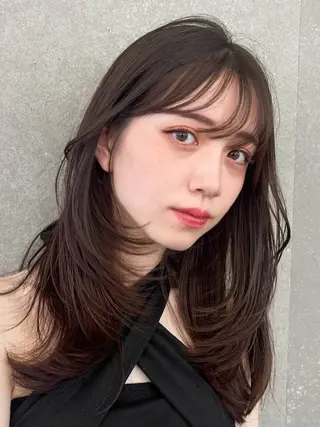 ロング カラー 山崎/ボブ縮毛矯正 レイヤー髪質改善のヘアスタイル