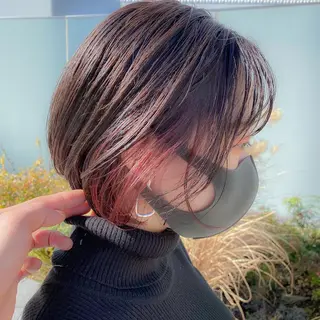 ショート カラー たぴ。ぱつっとボブ /暖色艶カラー🍒のヘアスタイル