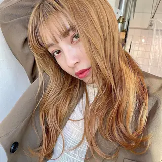 セミロング カラー 大人っぽ♡上品な暖色 ♡ブリーチなし♡のヘアスタイル