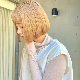 ミディアム カラー 暖色/艶髪/ボブ/ ショート/Ayaのヘアスタイル