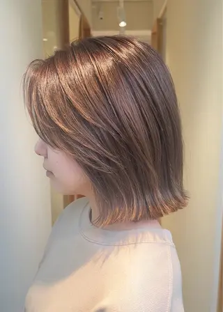 ミディアム GO TODAYシェアサロン原宿Leap店所属・髪質改善 レイヤー ボブ Naoyaのヘアスタイル