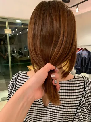 ミディアム カラー 透明感/オリーブ/ グレージュ/YUKAのヘアスタイル