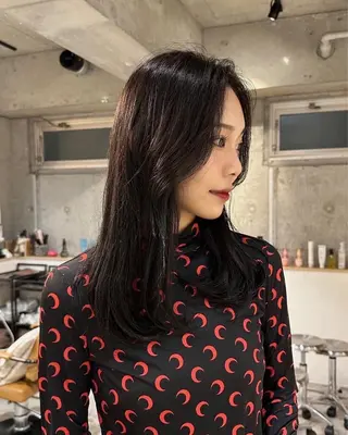 セミロング カラー 韓国レイヤー・ボブ/ 暖色⭐️優香⭐️のヘアスタイル