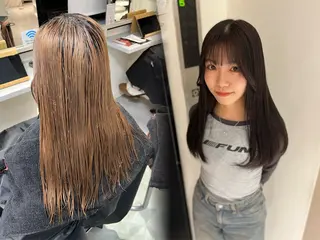セミロング カラー ayaka🫧 梅田ダブルカラーのヘアスタイル