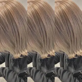 ミディアム カラー ハイトーン/ ボブ 中村麟のヘアスタイル