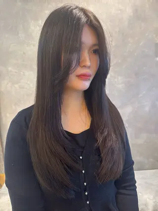 ロング rioカット縮毛 矯正♡韓国レイヤーのヘアスタイル