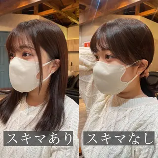 セミロング カラー 顔周りカット× 髪質改善【リョウ】のヘアスタイル