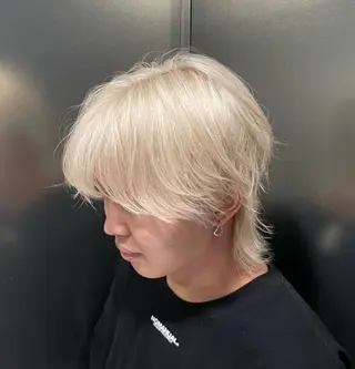 ショート カラー パーマ メンズ 会社で浮かない ビジネスヘア/心斎橋のヘアスタイル