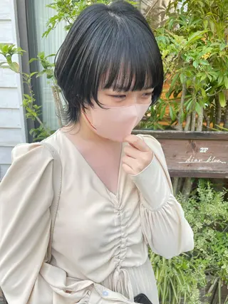 ミディアム カラー パーマ ヘアアレンジ maho🤍透明感 カラー/顔周りcutのヘアスタイル