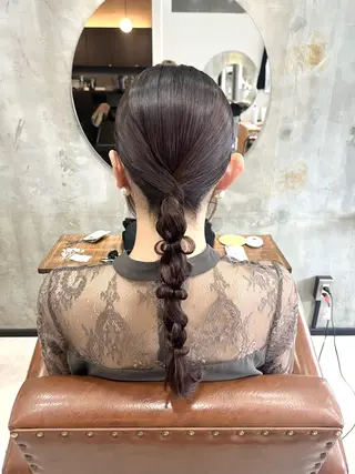 セミロング カラー ヘアアレンジ Noele hair atelier(ノエルヘアアトリエ)所属・北上ゆい/個性派/ ナチュラルアレンジのヘアスタイル