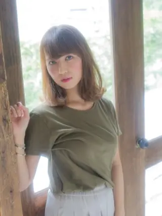 セミロング カラー パーマ amie 高崎 【アミ】のヘアスタイル