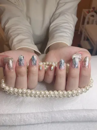 セミロング ネイル 長さ出し専門 nynaのネイルデザイン