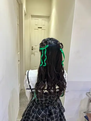 ヘアアレンジ エクステ🎀 暖色カラー🎀amiのヘアスタイル