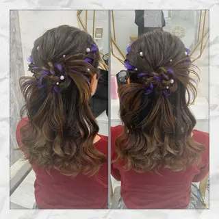 セミロング ヘアアレンジ ヘアセット/着付け 𓇼 松本 夏美𓇼のヘアスタイル