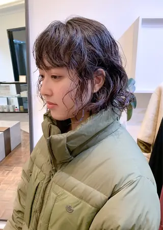 ミディアム パーマ 小川 光のヘアスタイル