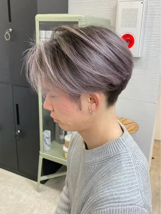 ミディアム カラー メンズ ハイライト、レイヤー カット/西梅田/中西のヘアスタイル