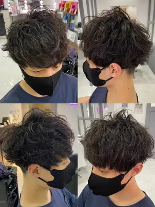 ショート カラー パーマ ヘアアレンジ メンズ 🔥メンズパーマ特 化🔥渡辺一翔🔥のヘアスタイル