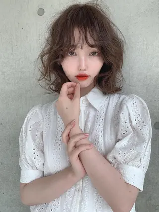 ミディアム カラー パーマ ヘアアレンジ メンズ キッズ ネイル マツエク・マツパ 韓国/トレンド レイヤー【101】のヘアスタイル