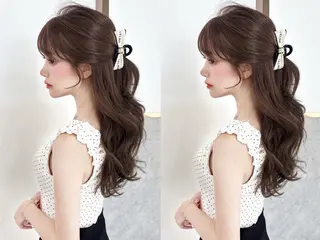 ミディアム rina／ベージュ ワンホン/韓国ヘアのヘアスタイル