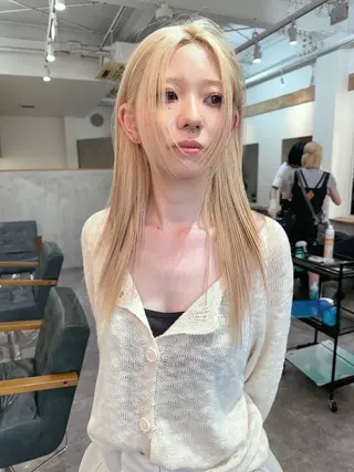 セミロング カラー ヘアアレンジ 丸山渉/パーマ エフェクトブリーチのヘアスタイル