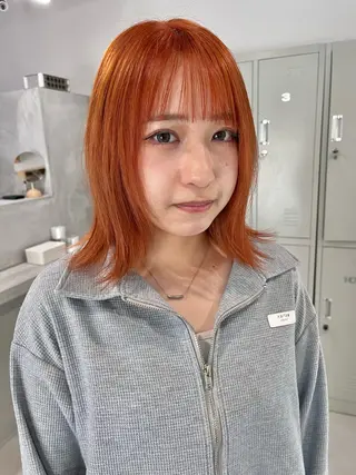 セミロング カラー ブリーチなしカラー ダブルカラーエクステのヘアスタイル