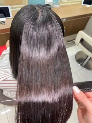 ミディアム パーマ 長妻莉央/縮毛矯正 髪質改善カラーのヘアスタイル