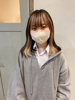 ミディアム カラー デザインパーマ 藤田和樹のヘアスタイル