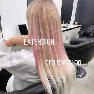 ロング カラー エクステ🩵ブリーチ 韓国ヘア🩵KAEのヘアスタイル