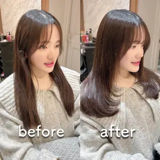 セミロング ハッシュカット/韓国 レイヤー/カハナのヘアスタイル