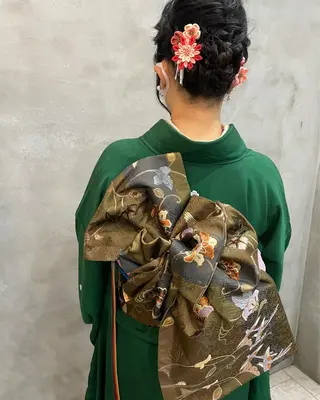 セミロング ヘアアレンジ 【ピンク/韓国ヘア/ ヘアセット】亜海のヘアスタイル