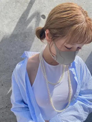 ミディアム カラー ヘアアレンジ 🧡梅田ハイトーン カラー🧡runaのヘアスタイル