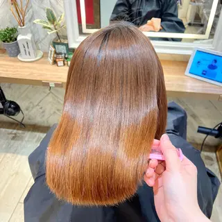 セミロング パーマ 韓国レイヤー 暖色カラー/さくらのヘアスタイル